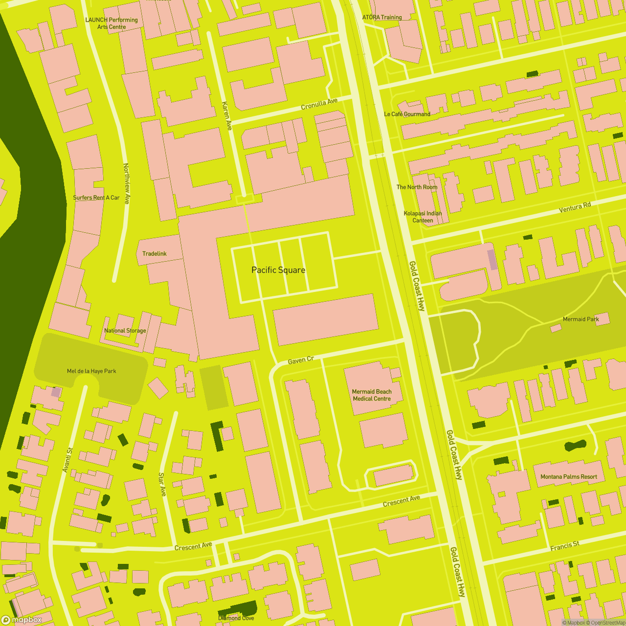 Map of Mermaid Beach
